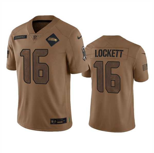 Mens Seattle Seahawks #16 Tyler Lockett 2023 Brown Salute To Service Limited Jersey Dyin->seattle seahawks->NFL Jersey